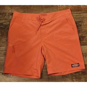 Men Vineyard Vines Flat Front Swimming Trunks Shorts Size 36 Solid Pink 9 inseam